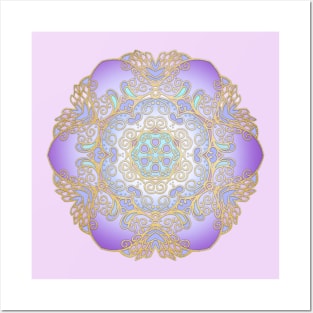 Purple & Gold Watercolour Mandala Posters and Art